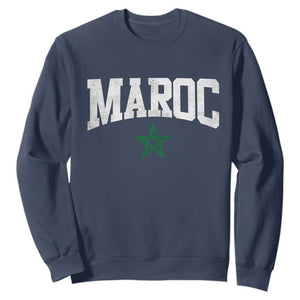 Morocco Maroc Pride Sweatshirt Moroccan Heritage Vintage Green Star TS11 Navy Print Your Wear