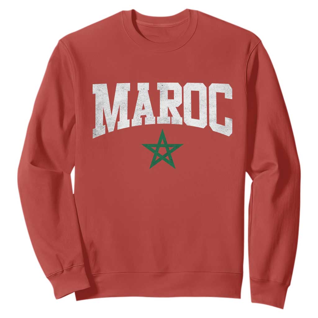 Morocco Maroc Pride Sweatshirt Moroccan Heritage Vintage Green Star TS11 Red Print Your Wear