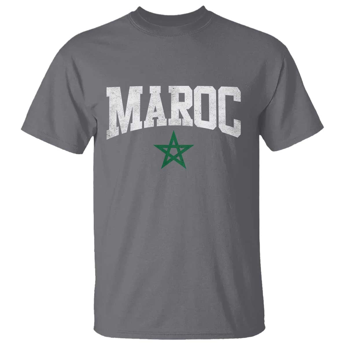 Morocco Maroc Pride T Shirt Moroccan Heritage Vintage Green Star TS11 Charcoal Print Your Wear