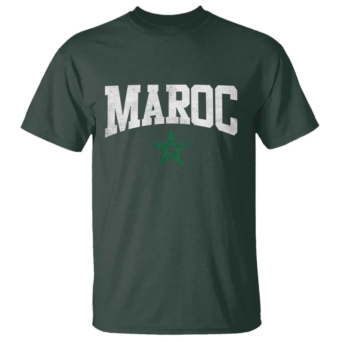 Morocco Maroc Pride T Shirt Moroccan Heritage Vintage Green Star TS11 Dark Forest Green Print Your Wear