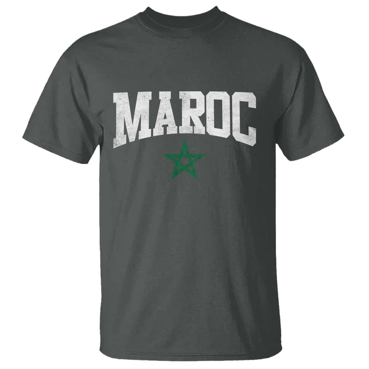 Morocco Maroc Pride T Shirt Moroccan Heritage Vintage Green Star TS11 Dark Heather Print Your Wear