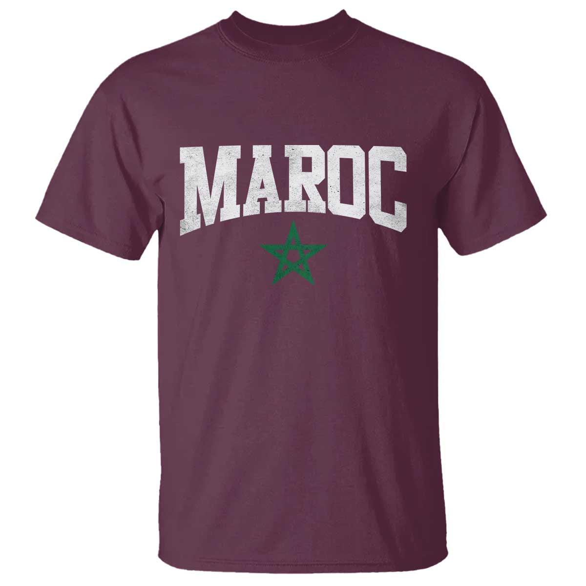 Morocco Maroc Pride T Shirt Moroccan Heritage Vintage Green Star TS11 Maroon Print Your Wear