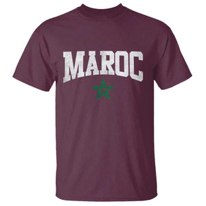 Morocco Maroc Pride T Shirt Moroccan Heritage Vintage Green Star TS11 Maroon Print Your Wear