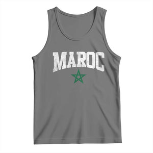 Morocco Maroc Pride Tank Top Moroccan Heritage Vintage Green Star TS11 Black Heather Print Your Wear