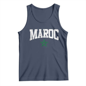 Morocco Maroc Pride Tank Top Moroccan Heritage Vintage Green Star TS11 Navy Print Your Wear