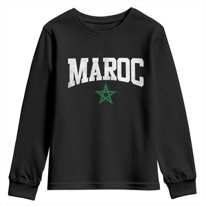 Morocco Maroc Pride Youth Sweatshirt Moroccan Heritage Vintage Green Star TS11 Black Print Your Wear