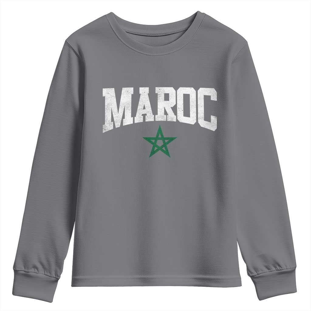 Morocco Maroc Pride Youth Sweatshirt Moroccan Heritage Vintage Green Star TS11 Charcoal Print Your Wear