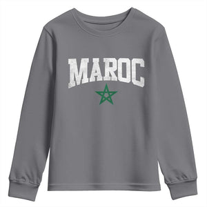 Morocco Maroc Pride Youth Sweatshirt Moroccan Heritage Vintage Green Star TS11 Charcoal Print Your Wear
