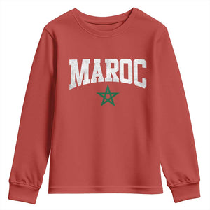 Morocco Maroc Pride Youth Sweatshirt Moroccan Heritage Vintage Green Star TS11 Red Print Your Wear