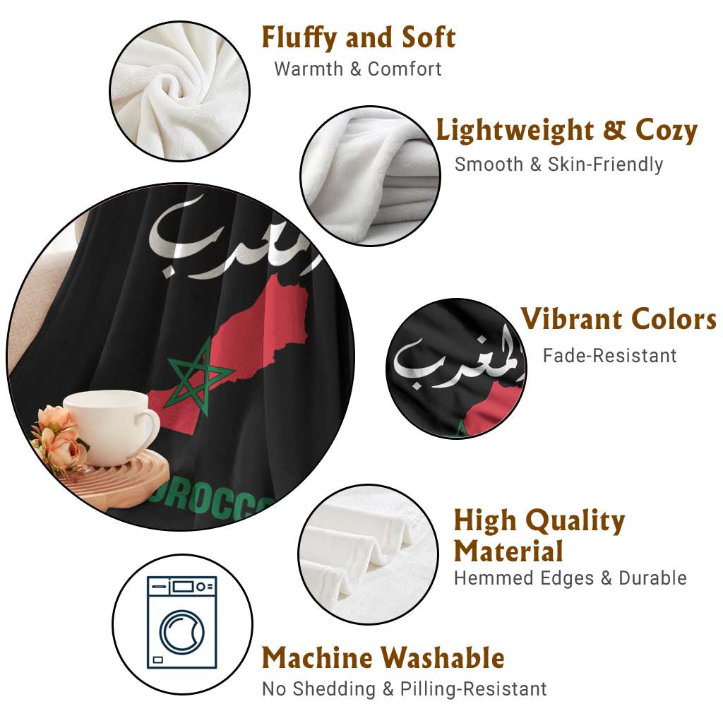 Proud Moroccan Vintage Marocco Map with Arabic Characters Throw Blanket TS11 Print Your Wear