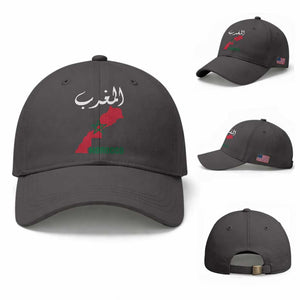 Proud Moroccan Vintage Marocco Map with Arabic Characters Baseball Cap TS11 Baseball Cap Universal Fit Dark Gray Print Your Wear
