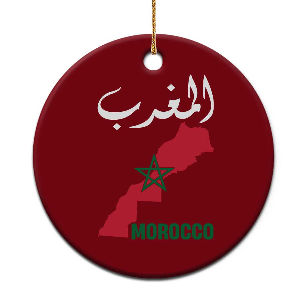 Proud Moroccan Vintage Marocco Map with Arabic Characters Ceramic Ornament TS11 1pc Red Print Your Wear