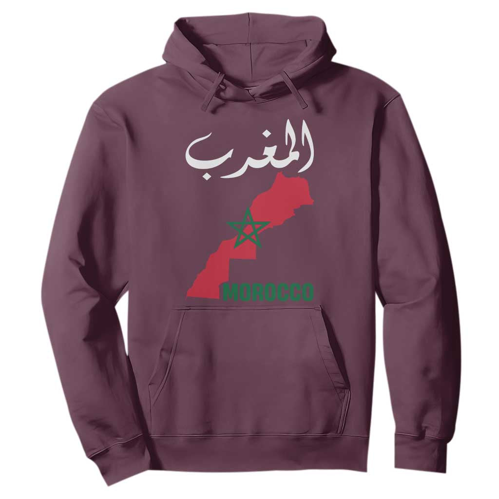 Proud Moroccan Vintage Marocco Map with Arabic Characters Hoodie TS11 Maroon Print Your Wear
