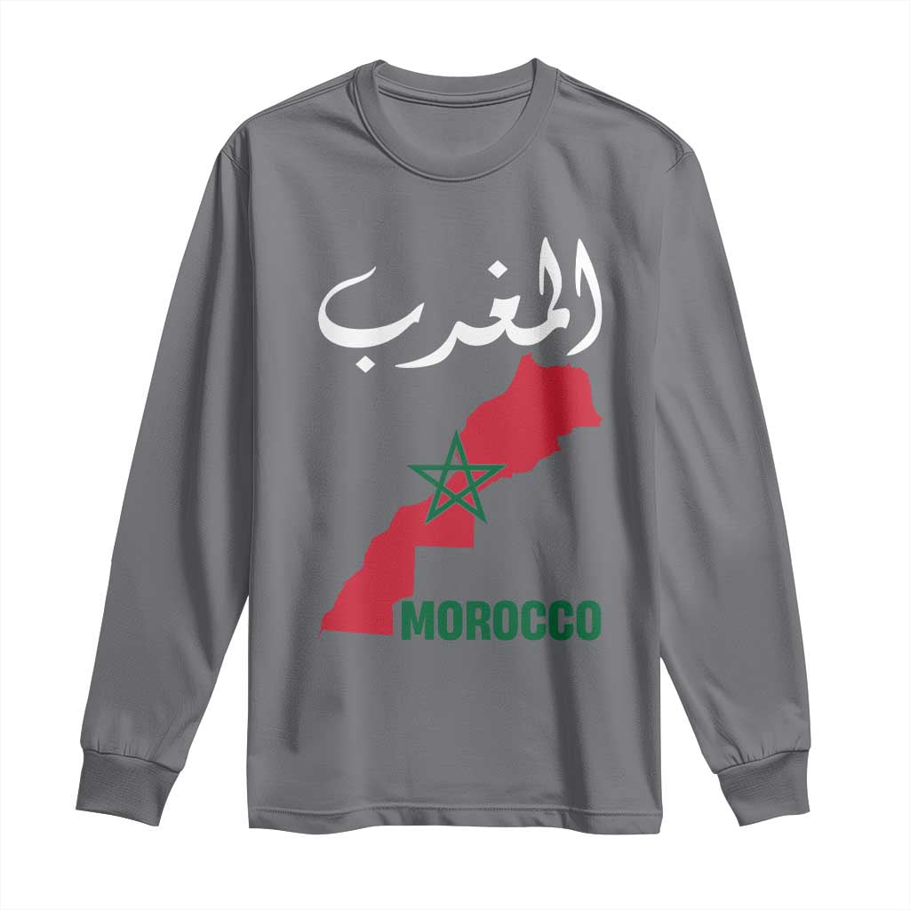 Proud Moroccan Vintage Marocco Map with Arabic Characters Long Sleeve Shirt TS11 Charcoal Print Your Wear