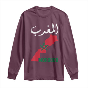 Proud Moroccan Vintage Marocco Map with Arabic Characters Long Sleeve Shirt TS11 Maroon Print Your Wear