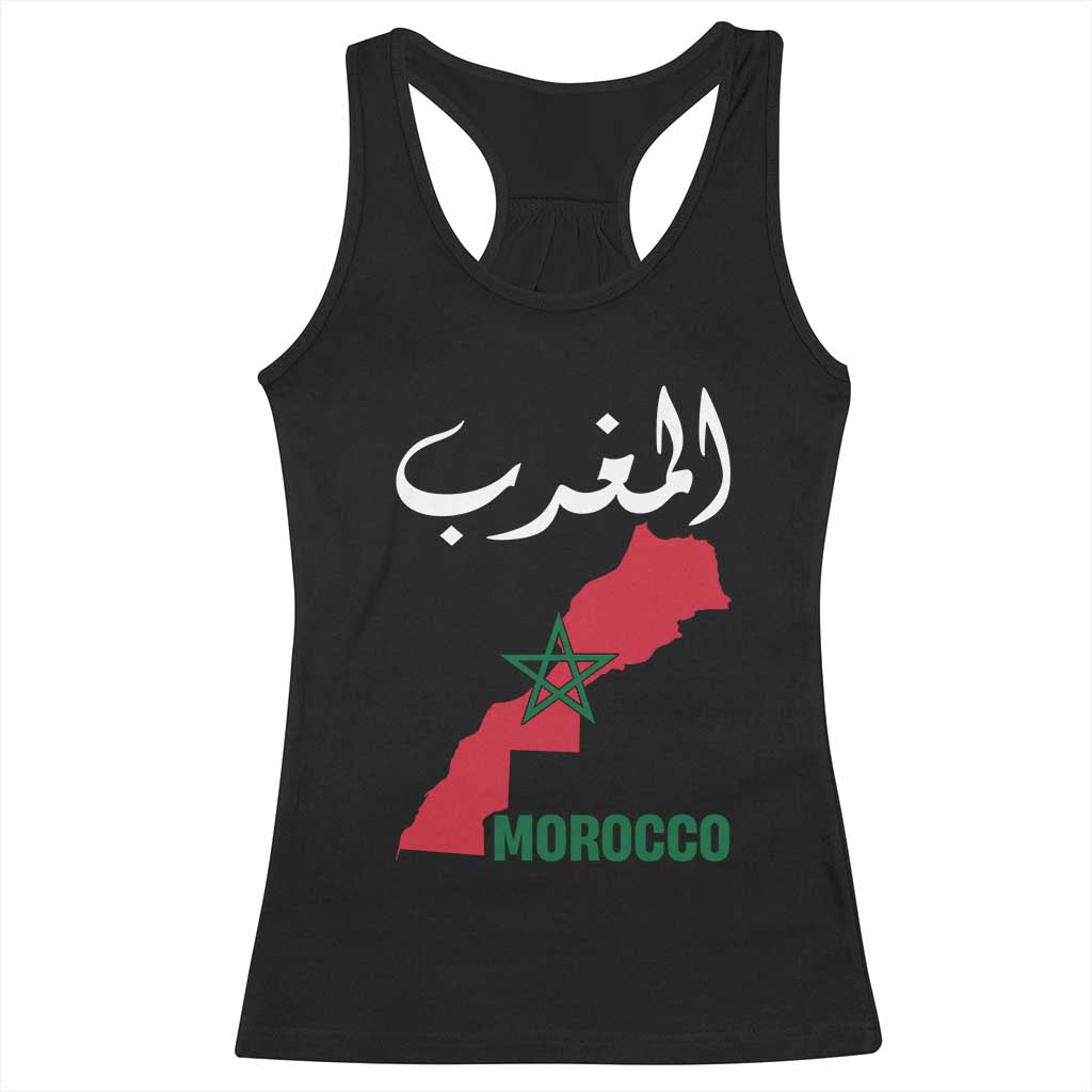 Proud Moroccan Vintage Marocco Map with Arabic Characters Racerback Tank Top TS11 Black Print Your Wear