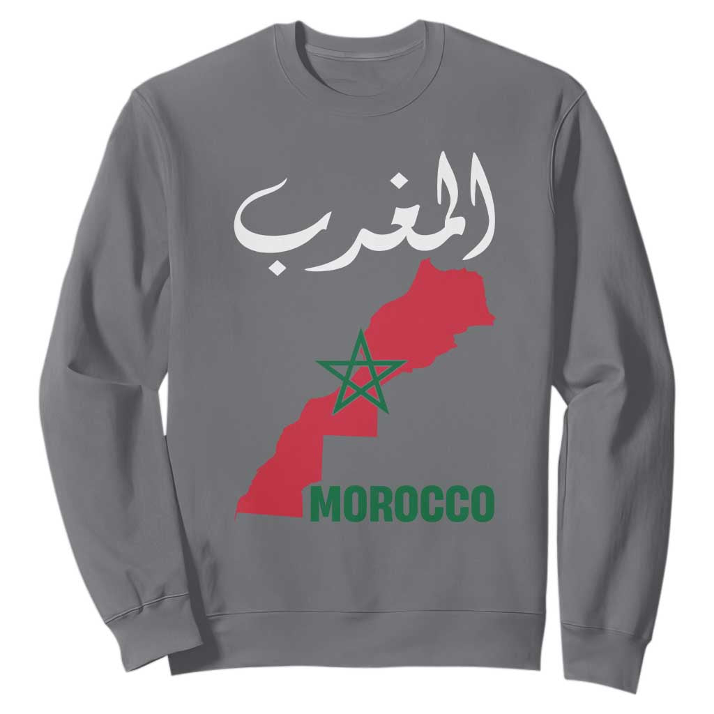 Proud Moroccan Vintage Marocco Map with Arabic Characters Sweatshirt TS11 Charcoal Print Your Wear