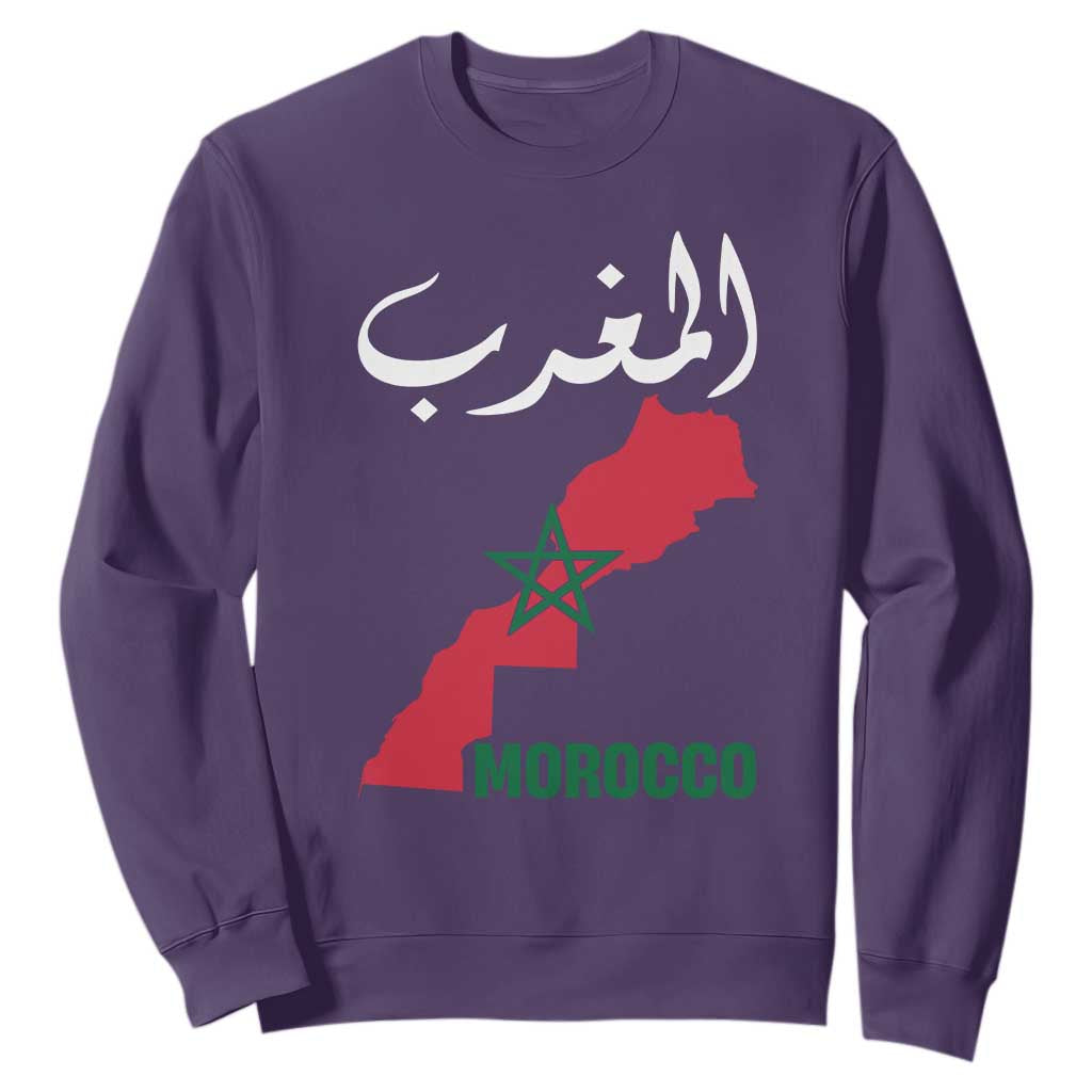 Proud Moroccan Vintage Marocco Map with Arabic Characters Sweatshirt TS11 Purple Print Your Wear