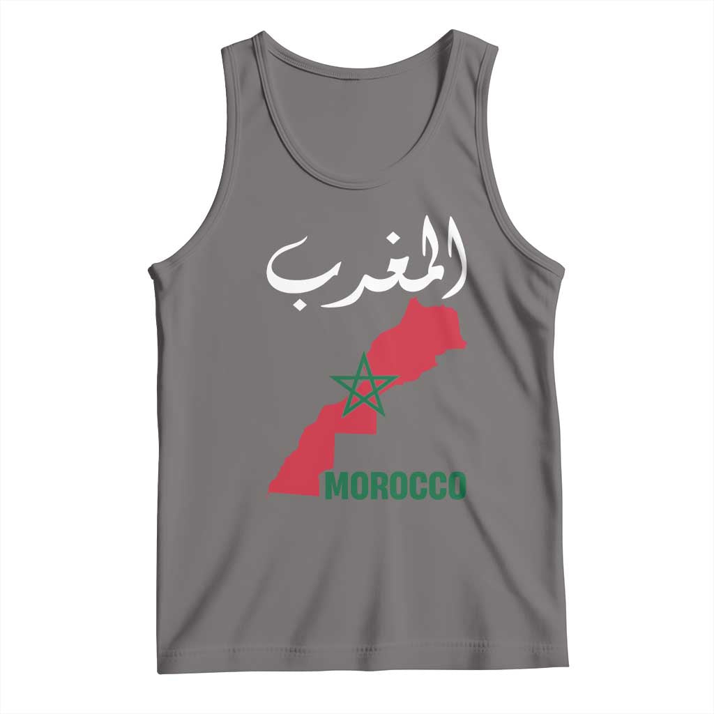 Proud Moroccan Vintage Marocco Map with Arabic Characters Tank Top TS11 Deep Heather Print Your Wear