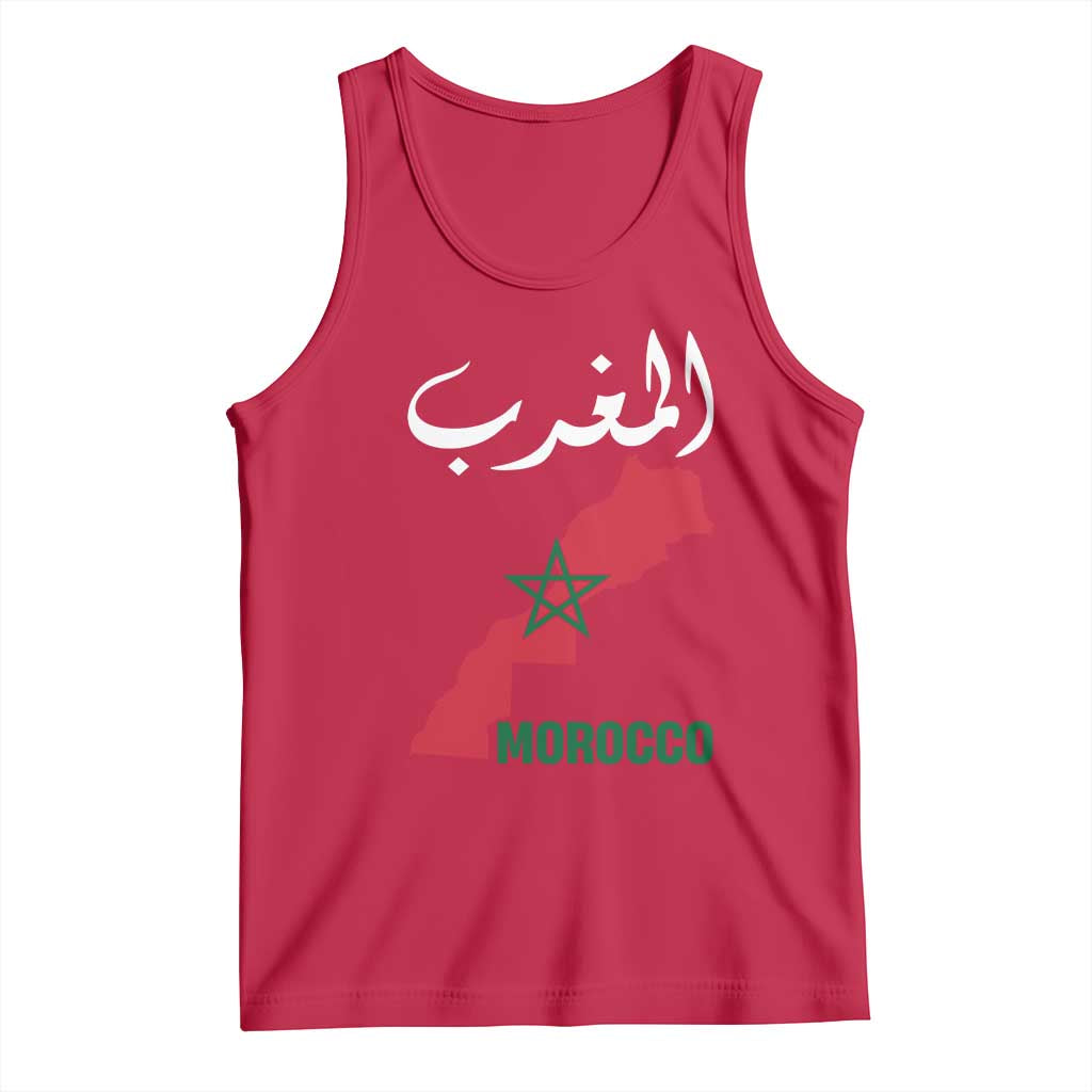Proud Moroccan Vintage Marocco Map with Arabic Characters Tank Top TS11 Red Print Your Wear