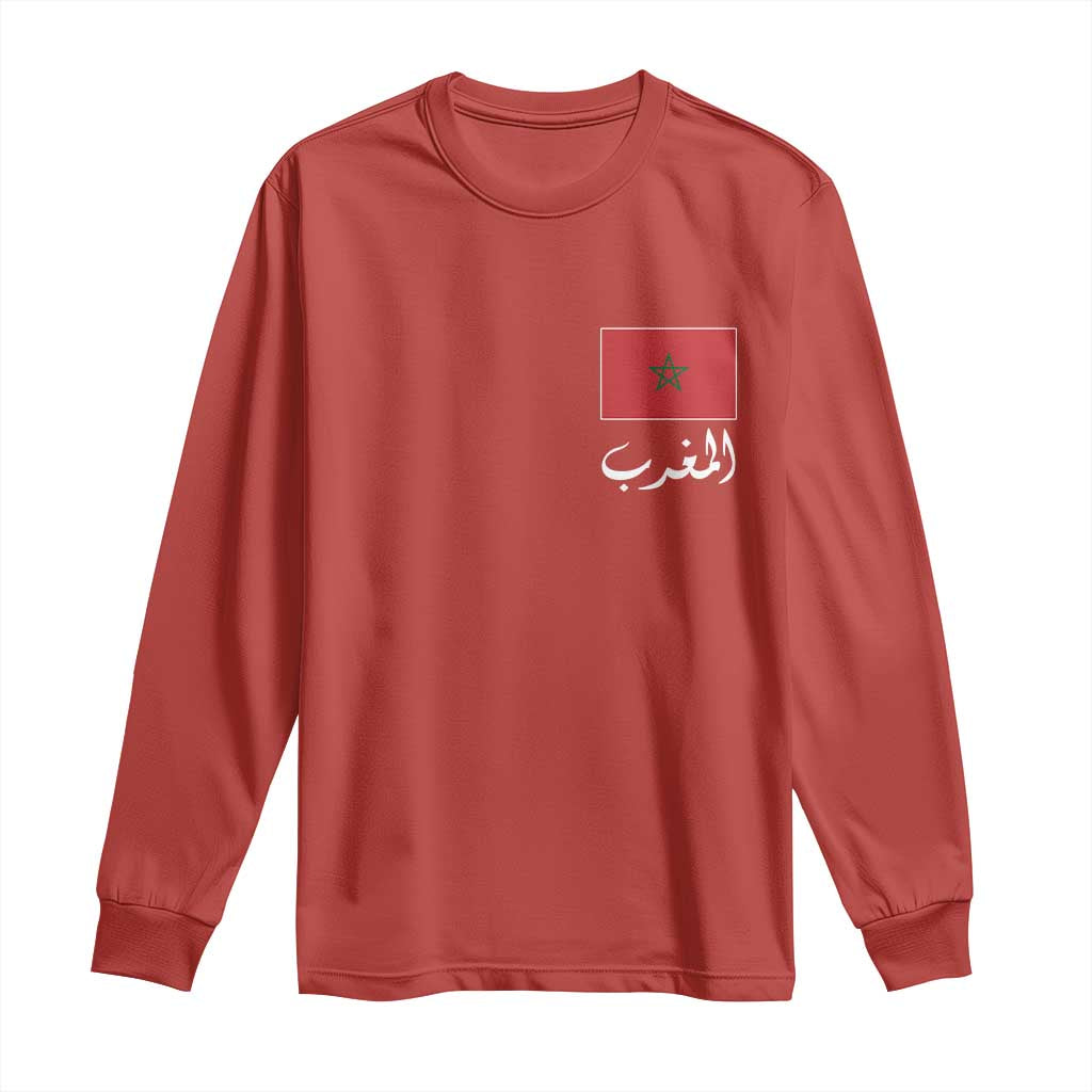 Moroccan Heritage Vintage Marocco Flag with Arabic Characters Long Sleeve Shirt TS11 Red Print Your Wear