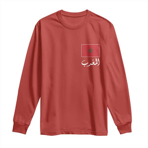 Moroccan Heritage Vintage Marocco Flag with Arabic Characters Long Sleeve Shirt TS11 Red Print Your Wear