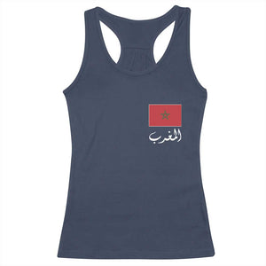 Moroccan Heritage Vintage Marocco Flag with Arabic Characters Racerback Tank Top TS11 Navy Print Your Wear
