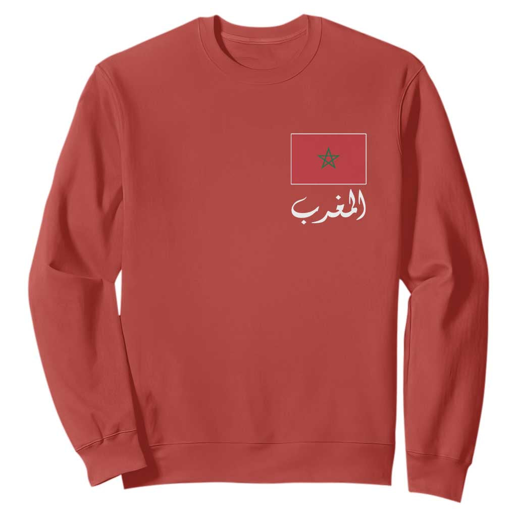 Moroccan Heritage Vintage Marocco Flag with Arabic Characters Sweatshirt TS11 Red Print Your Wear