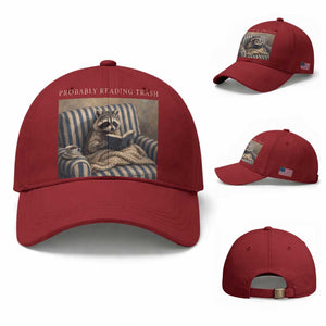Funny Raccoon Book Lover Baseball Cap Probably Reading Trash Bookworms Teachers TS11 Baseball Cap Universal Fit Cherry Red Print Your Wear
