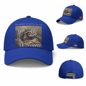 Funny Raccoon Book Lover Baseball Cap Probably Reading Trash Bookworms Teachers TS11 Baseball Cap Universal Fit Royal Blue Print Your Wear