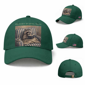 Funny Raccoon Book Lover Baseball Cap Probably Reading Trash Bookworms Teachers TS11 Baseball Cap Universal Fit Irish Green Print Your Wear
