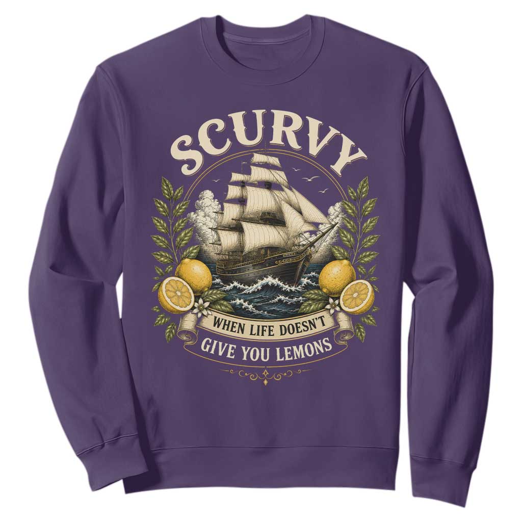Scurvy When Life Doesnt Give You Lemons Sweatshirt Funny Pirate Lemon Vitamin C TS11 Purple Print Your Wear