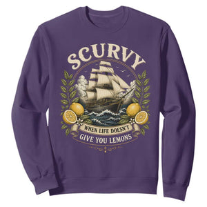 Scurvy When Life Doesnt Give You Lemons Sweatshirt Funny Pirate Lemon Vitamin C TS11 Purple Print Your Wear