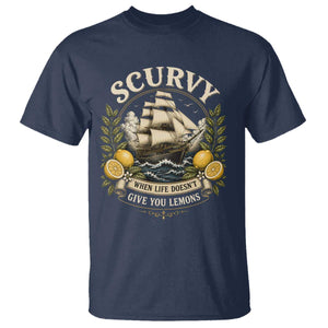 Scurvy When Life Doesnt Give You Lemons T Shirt Funny Pirate Lemon Vitamin C TS11 Navy Print Your Wear