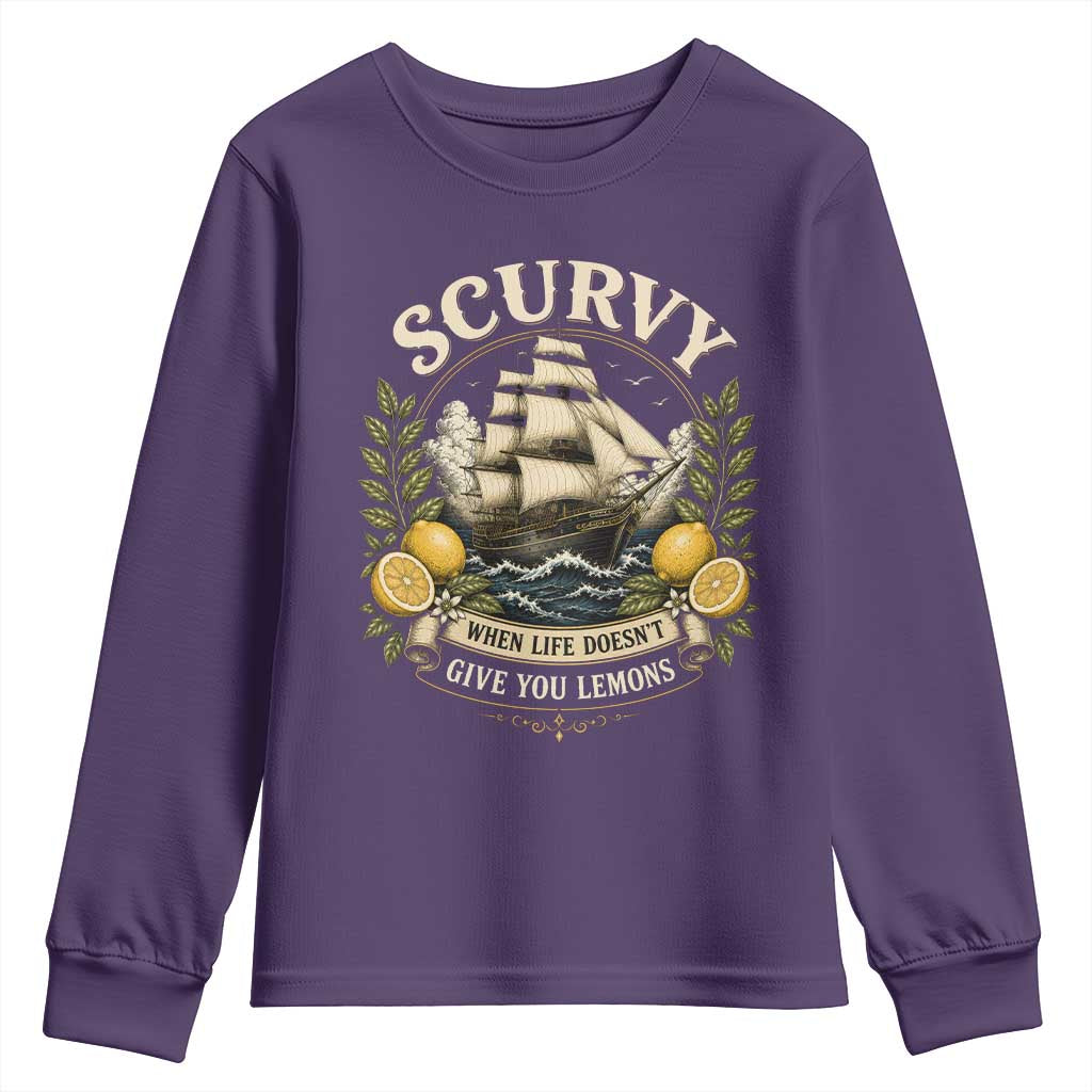 Scurvy When Life Doesnt Give You Lemons Youth Sweatshirt Funny Pirate Lemon Vitamin C TS11 Purple Print Your Wear