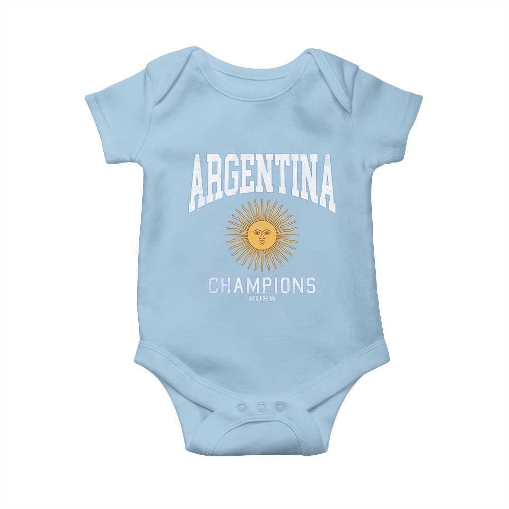 Argentina Champions 2026 Baby Onesie Argentinian Pride Vintage Sol De Mayo TS11 Light Blue Print Your Wear