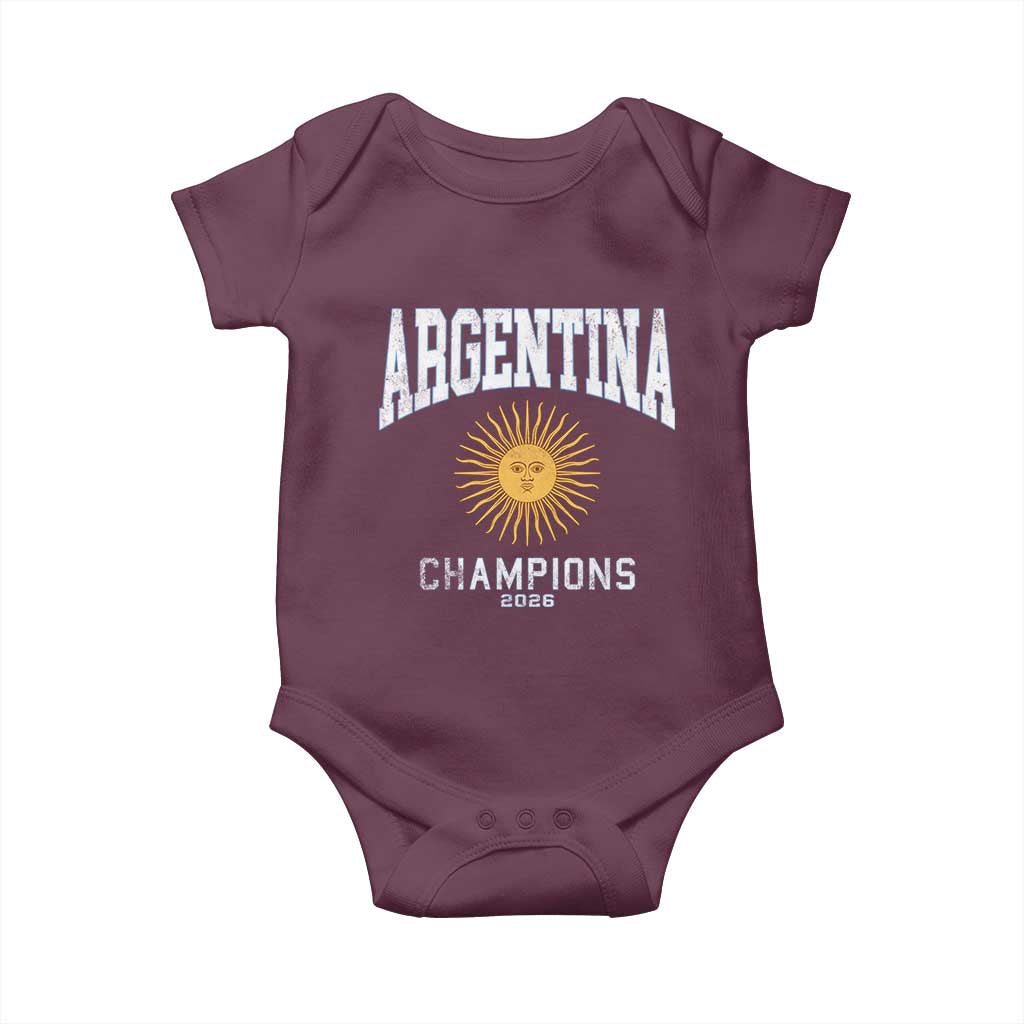 Argentina Champions 2026 Baby Onesie Argentinian Pride Vintage Sol De Mayo TS11 Maroon Print Your Wear