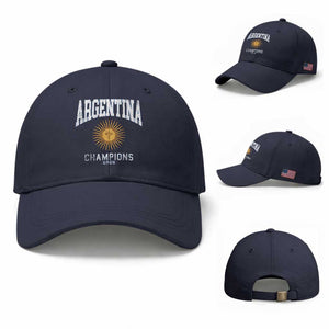 Argentina Champions 2026 Baseball Cap Argentinian Pride Vintage Sol De Mayo TS11 Baseball Cap Universal Fit Navy Print Your Wear