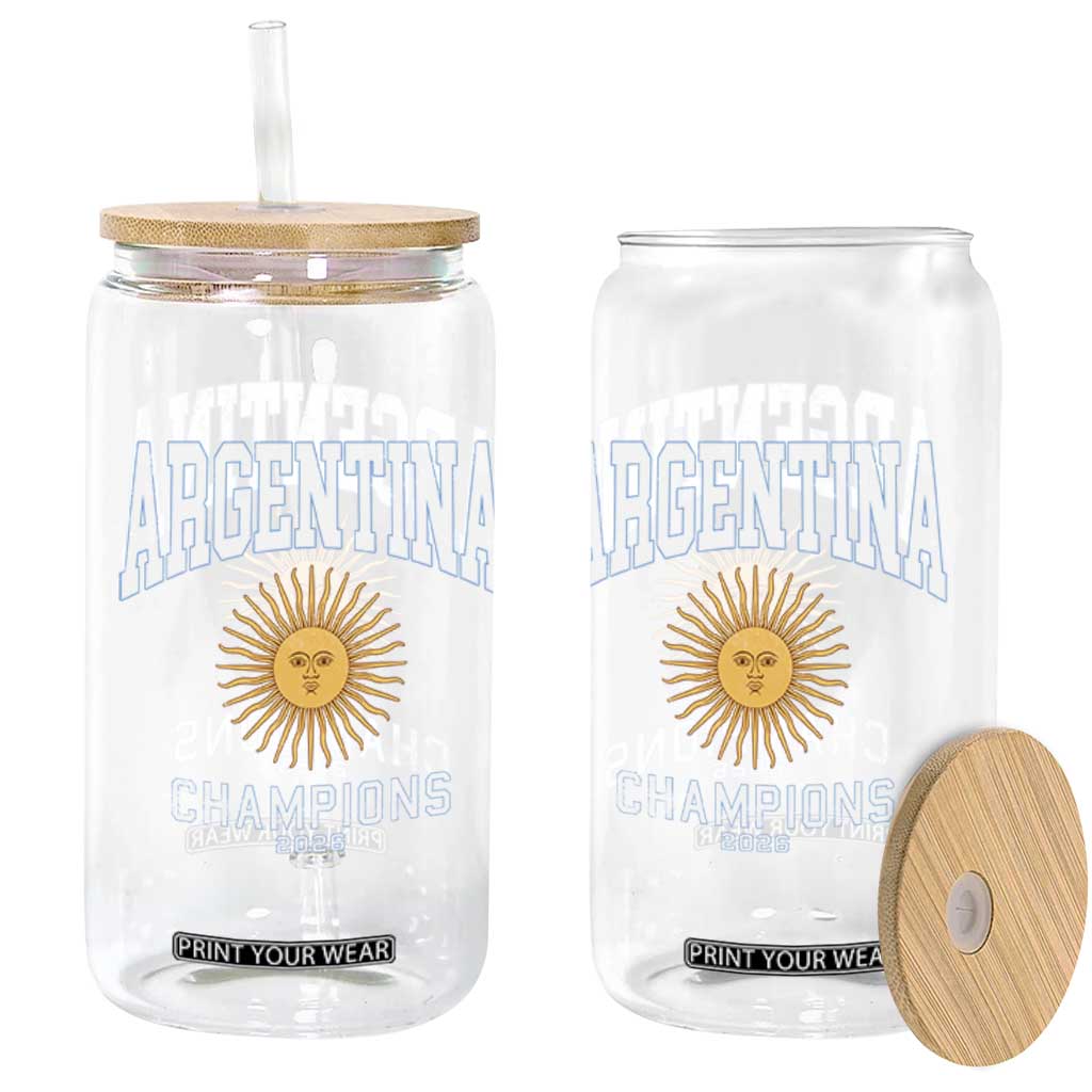 Argentina Champions 2026 Glass Can Argentinian Pride Vintage Sol De Mayo TS11 Print Your Wear