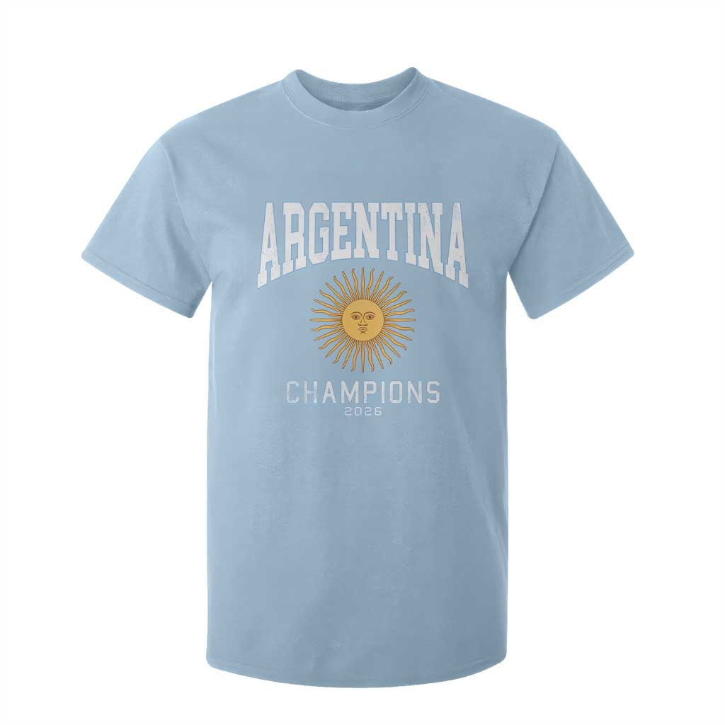 Argentina Champions 2026 T Shirt For Kid Argentinian Pride Vintage Sol De Mayo TS11 Light Blue Print Your Wear