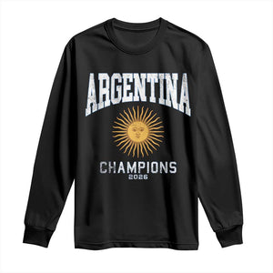 Argentina Champions 2026 Long Sleeve Shirt Argentinian Pride Vintage Sol De Mayo TS11 Black Print Your Wear