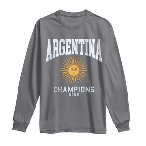 Argentina Champions 2026 Long Sleeve Shirt Argentinian Pride Vintage Sol De Mayo TS11 Charcoal Print Your Wear