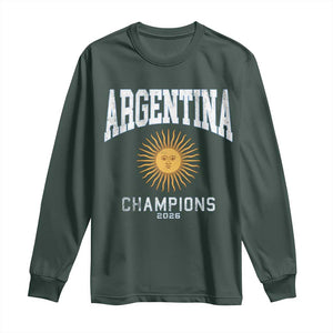 Argentina Champions 2026 Long Sleeve Shirt Argentinian Pride Vintage Sol De Mayo TS11 Dark Forest Green Print Your Wear