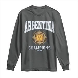 Argentina Champions 2026 Long Sleeve Shirt Argentinian Pride Vintage Sol De Mayo TS11 Dark Heather Print Your Wear