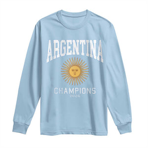 Argentina Champions 2026 Long Sleeve Shirt Argentinian Pride Vintage Sol De Mayo TS11 Light Blue Print Your Wear