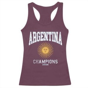 Argentina Champions 2026 Racerback Tank Top Argentinian Pride Vintage Sol De Mayo TS11 Maroon Print Your Wear