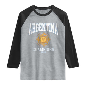 Argentina Champions 2026 Raglan Shirt Argentinian Pride Vintage Sol De Mayo TS11 Heather Gray Black Print Your Wear