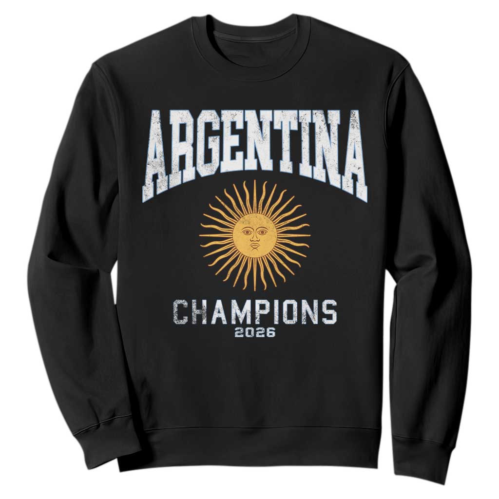 Argentina Champions 2026 Sweatshirt Argentinian Pride Vintage Sol De Mayo TS11 Black Print Your Wear