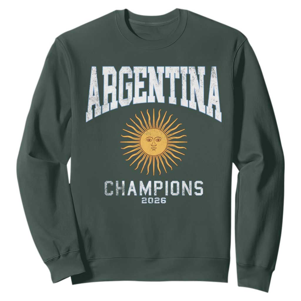 Argentina Champions 2026 Sweatshirt Argentinian Pride Vintage Sol De Mayo TS11 Dark Forest Green Print Your Wear