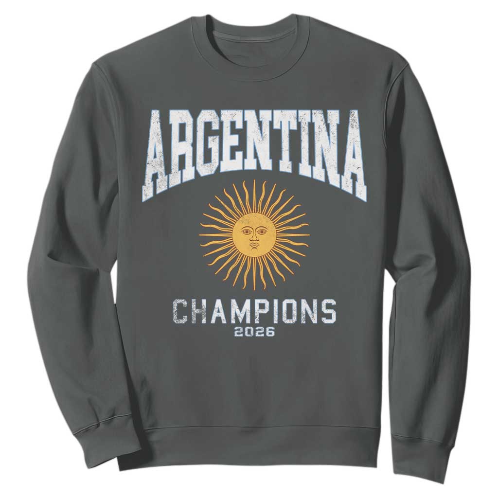 Argentina Champions 2026 Sweatshirt Argentinian Pride Vintage Sol De Mayo TS11 Dark Heather Print Your Wear